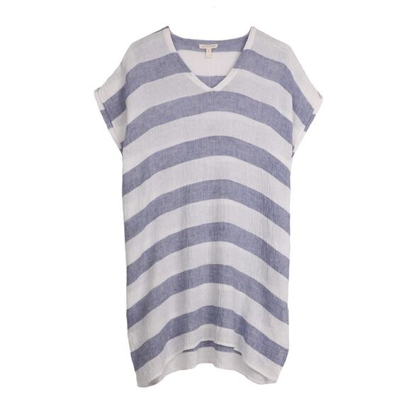 Eileen Fisher Striped Linen Crinkle Gauze Tunic - Picture 1 of 6